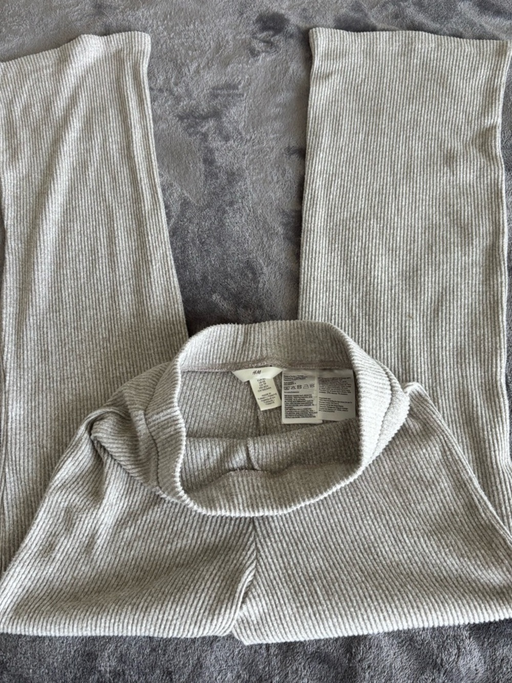H&M Light Gray Ribbed Knit Jumpsuit